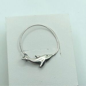 STERLING Silver Upside Down Dolphin Charm Holder Pendant for Necklace 1.2”